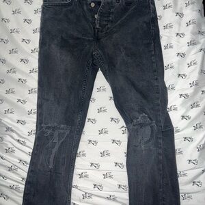 Men's Distressed Black Jeans
